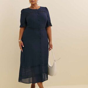 Reformation Woodson Dress Es in Navy Size 14